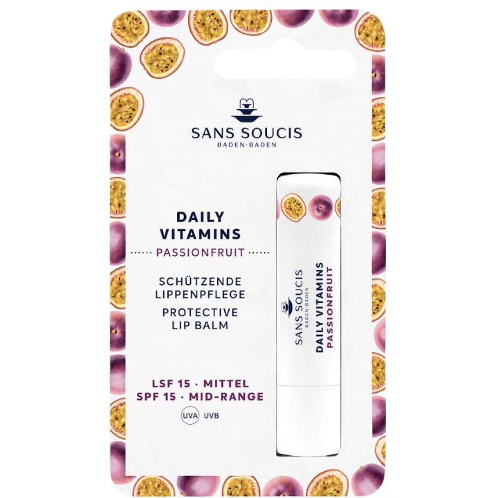 Sans Soucis Daily Vitamins Passionfruit Protective Lip Balm SPF 15 i gruppen Sans Soucis / Ansiktsvrd / Daily Vitamins hos Nails, Body & Beauty (25451)
