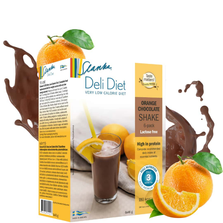 Slanka Deli Diet Apelsin & Choklad Shake 6-Pack - Laktosfri i gruppen SLANKA Deli Diet hos Nails, Body & Beauty (400401-1)