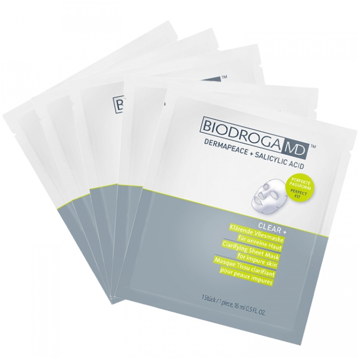 Biodroga MD Clear + Clarifying Sheet Mask for Impure skin X5 i gruppen Biodroga / Hudvård / Clear Skin hos Nails, Body & Beauty (45446)