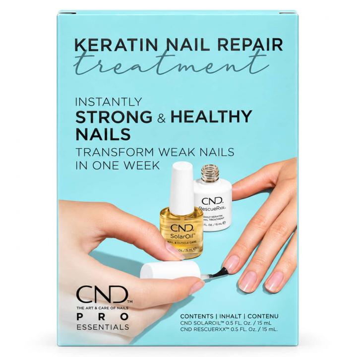 CND Keratin Nail Repair Treatment nagelvårdskit CND Keratin Nail Repair Treatment – nagelvårdskit med SolarOil och RescueRxx för torra och sköra naglar