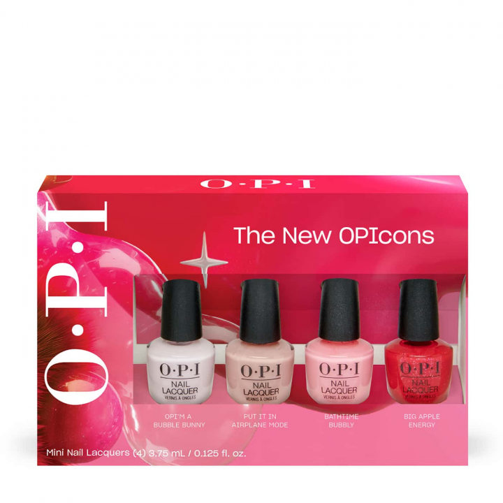 OPI The New OPIcons Mini Nagellack Set 4-pack OPI The New OPIcons mini nagellack set med fyra ikoniska nyanser OPI’m a Bubble Bunny Put It In Airplane Mode Bathtime Bubbly Big Apple Energy