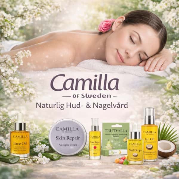Camilla of Sweden naturlig hudvård och nagelvård med face oil, skin repair och nagelolja