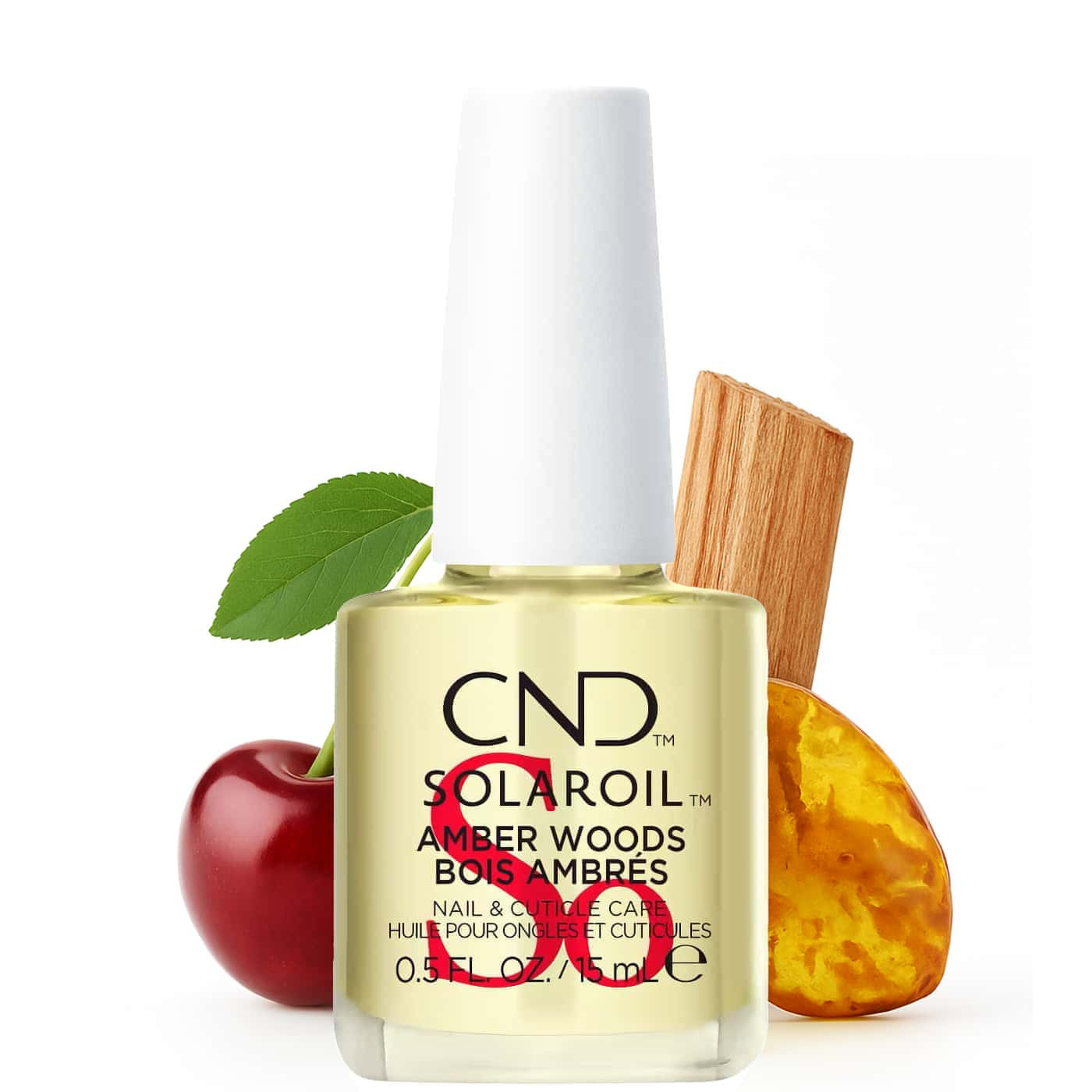 CND SolarOil Amber Woods nagelolja som vårdar naglar och nagelband med doft av sandelträ och bärnsten.