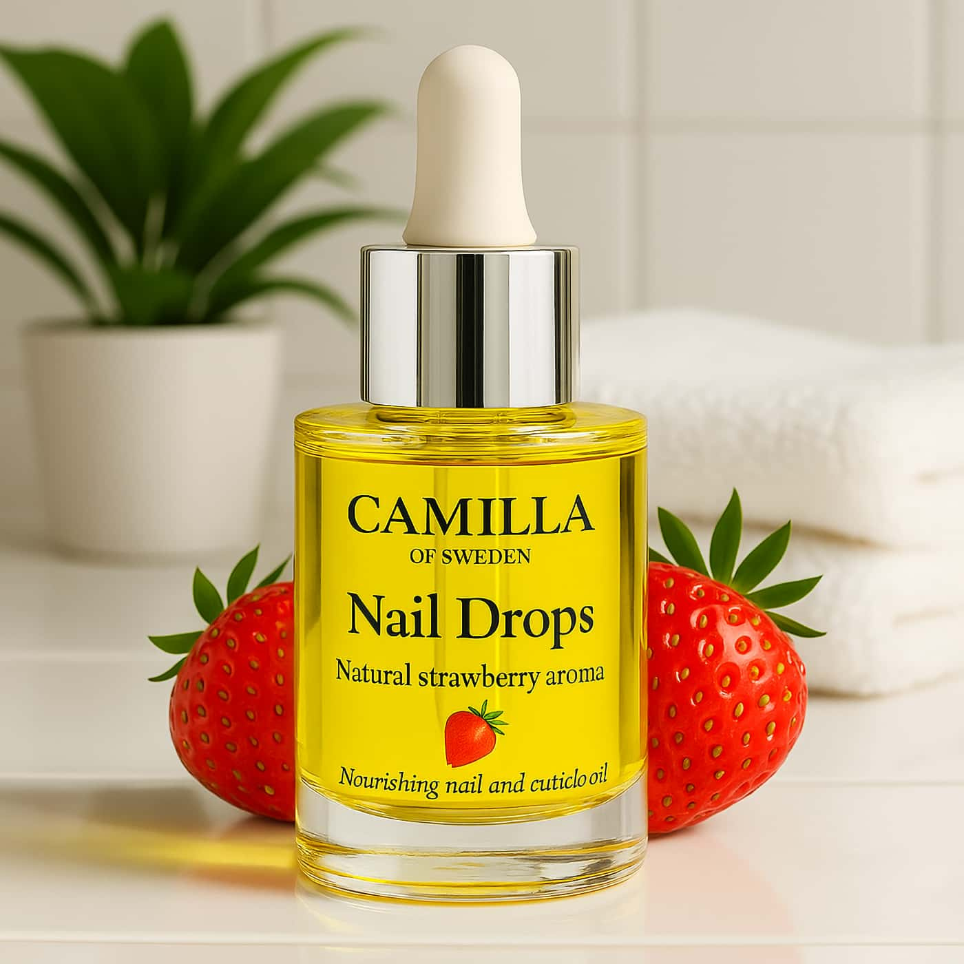 Camilla of Sweden Nail Drops Strawberry Nagelolja 20 ml | Naturlig jordgubbsdoft | Vård för naglar & nagelband