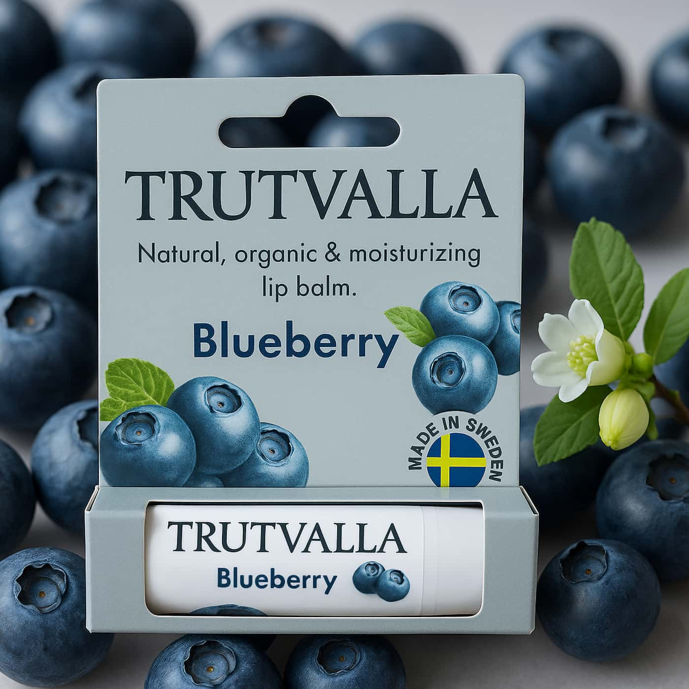 Trutvalla Cerat Blueberry | Ekologiskt läppbalsam med naturlig blåbärsdoft för mjuka och återfuktade läppar