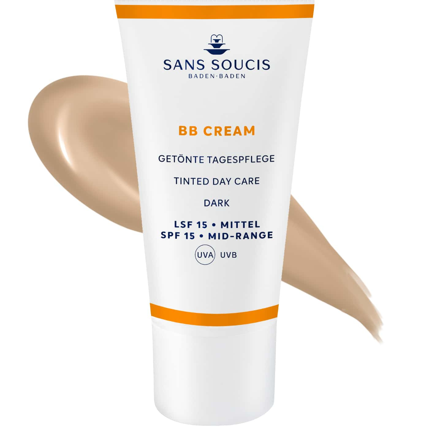 Sans Soucis BB Cream SPF 15 Dark – återfuktande tonad dagkräm med SPF 15 som jämnar ut hudtonen och ger varm, naturlig lyster för mörk hud