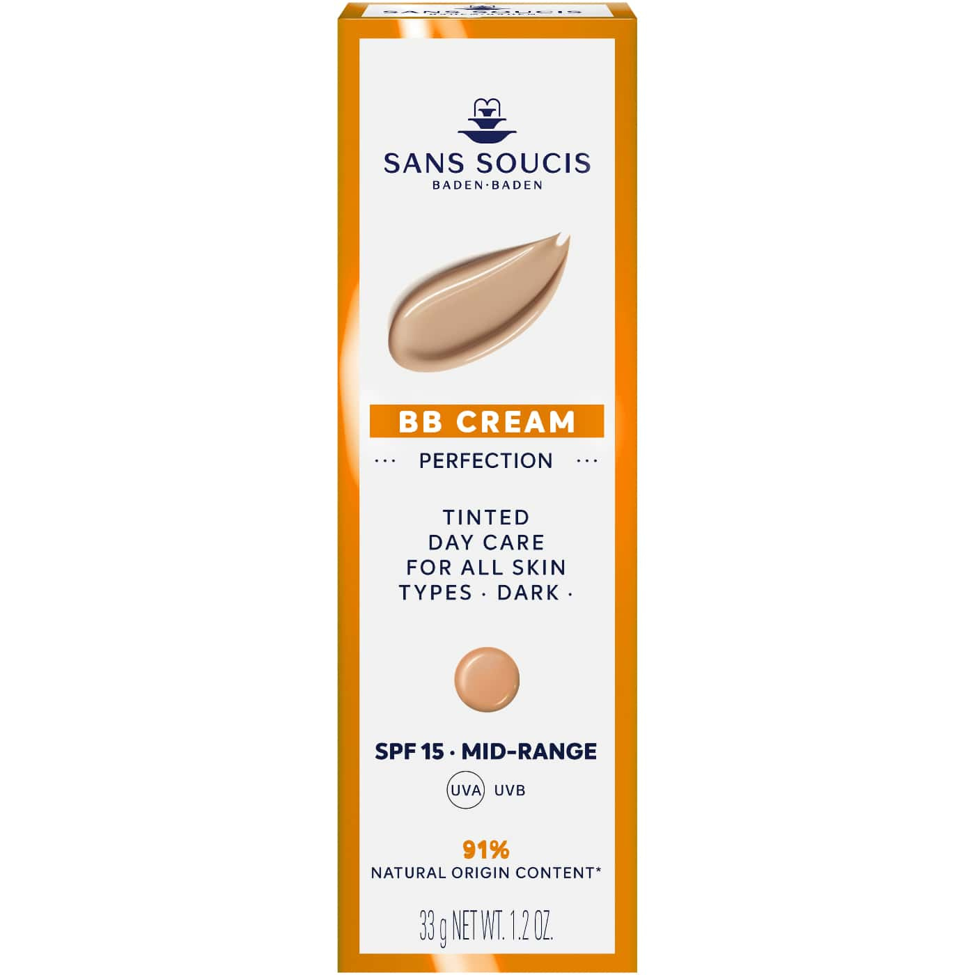 Sans Soucis BB Cream SPF 15 Dark – återfuktande tonad dagkräm med SPF 15 som jämnar ut hudtonen och ger varm, naturlig lyster för mörk hud