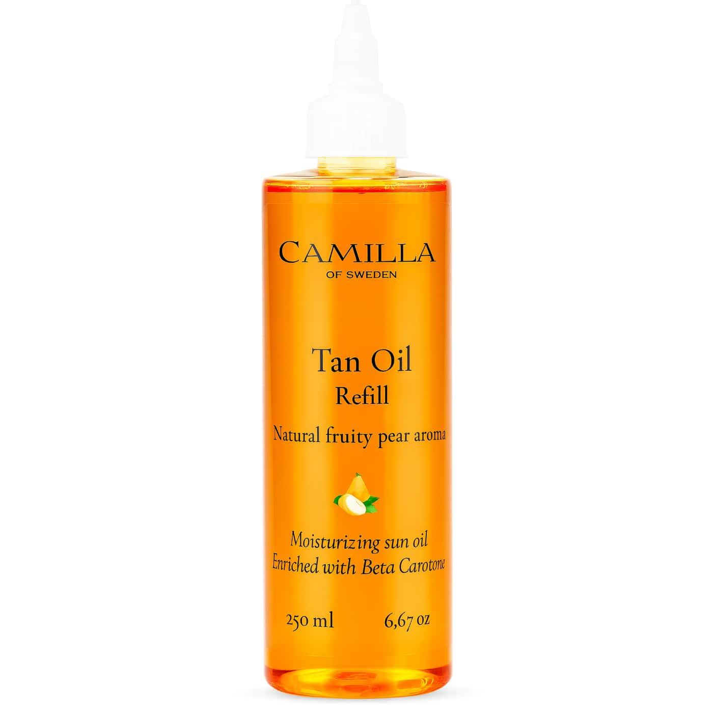Camilla of Sweden Tan Oil Refill Fruity Pear fuktgivande sololja med betakaroten och naturlig päronarom