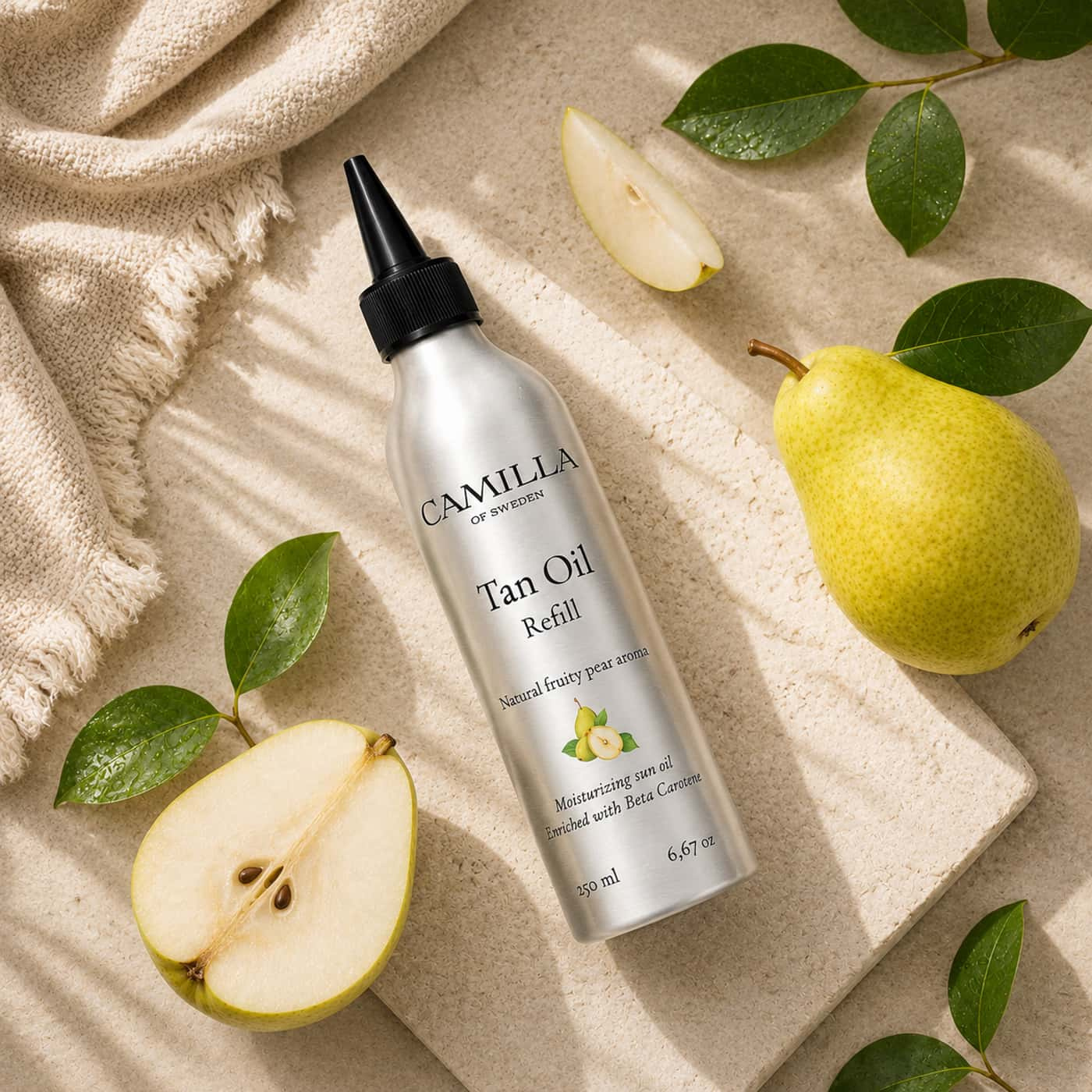 Camilla of Sweden Tan Oil Refill Pear 250 ml karotinberikad sololja med pärondoft