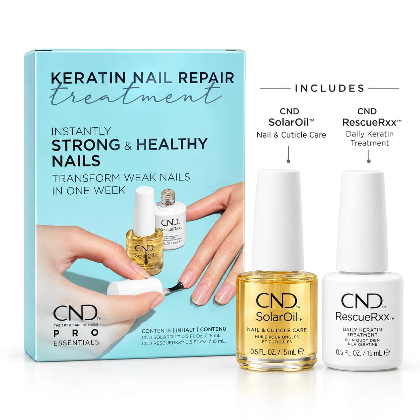 CND Keratin Nail Repair Treatment – nagelvårdskit med SolarOil och RescueRxx för torra och sköra naglar