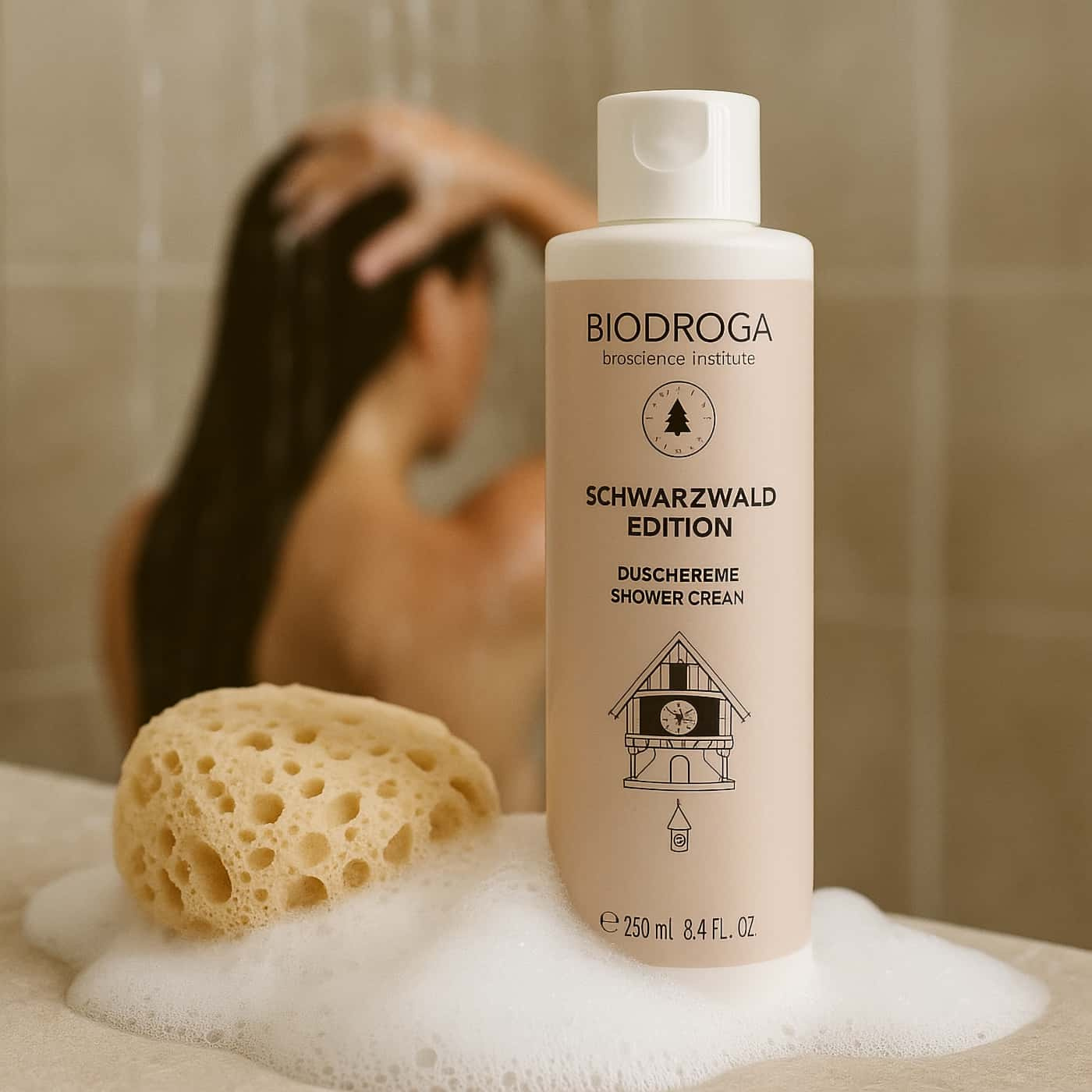 Biodroga Schwarzwald Edition Shower Cream | Mild duschkräm med kokosolja och växtextrakt | Återfuktar och lugnar huden