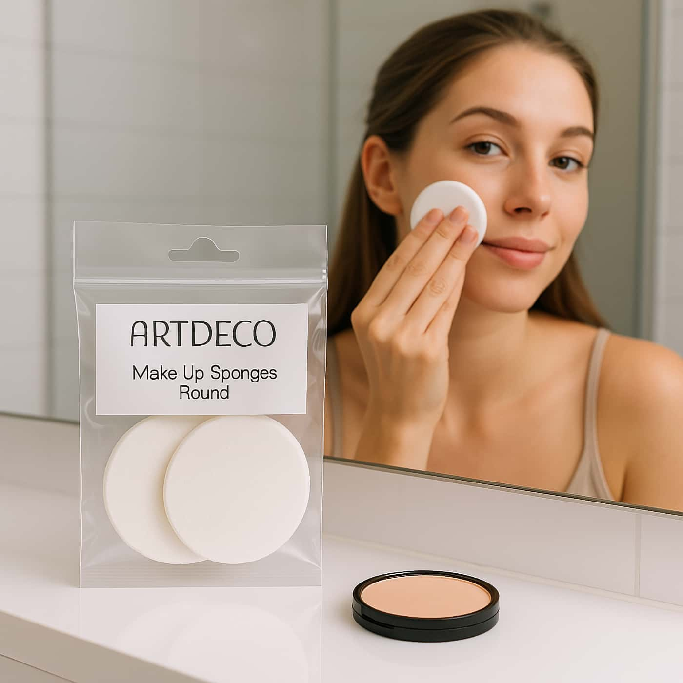 ARTDECO Make Up Sponges Round makeupsvampar för jämn applicering av foundation och puder