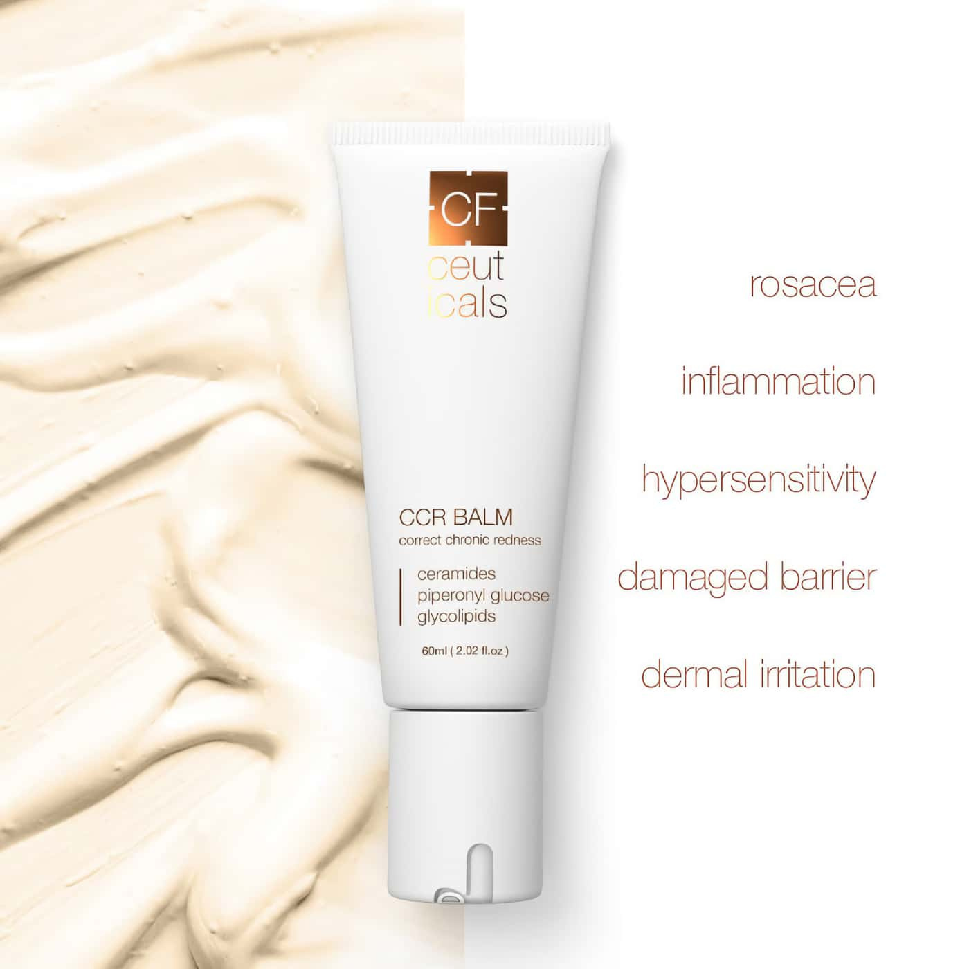 Kalahari CF Ceuticals CCR Balm – Multifunktionell balm som lugnar rodnad och stärker hudbarriären – För känslig hud