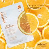 Kalahari Vita-C Sheet Mask - Ljusar upp och föryngrar huden Revitaliserande ansiktsmask med C-vitamin från Kalahari - ljusar upp, återfuktar och föryngrar huden, lämplig för alla hudtyper