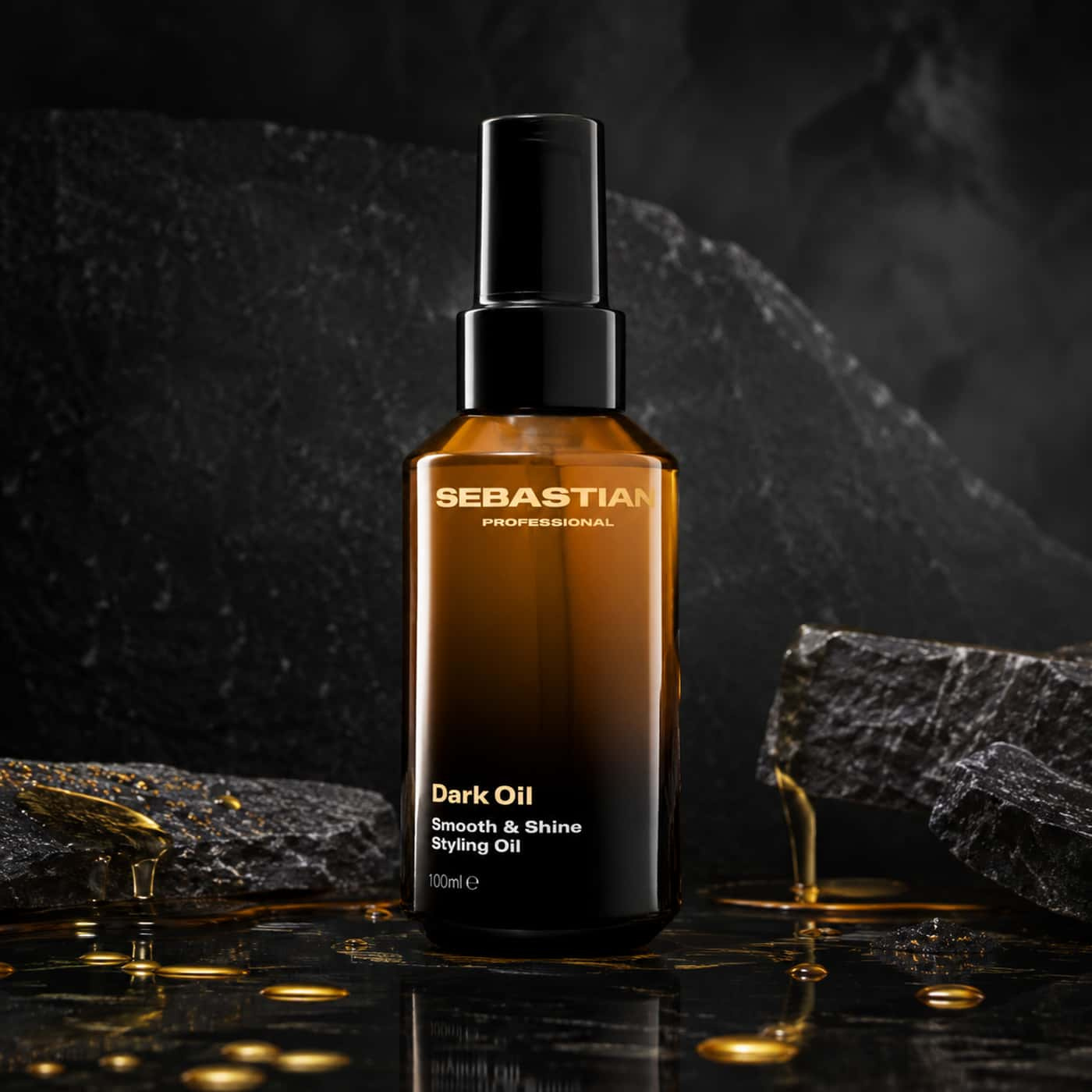 Sebastian Professional Dark Oil Smooth & Shine Styling Oil 100 ml – lätt hårolja för glans, mjukhet och frisskontroll