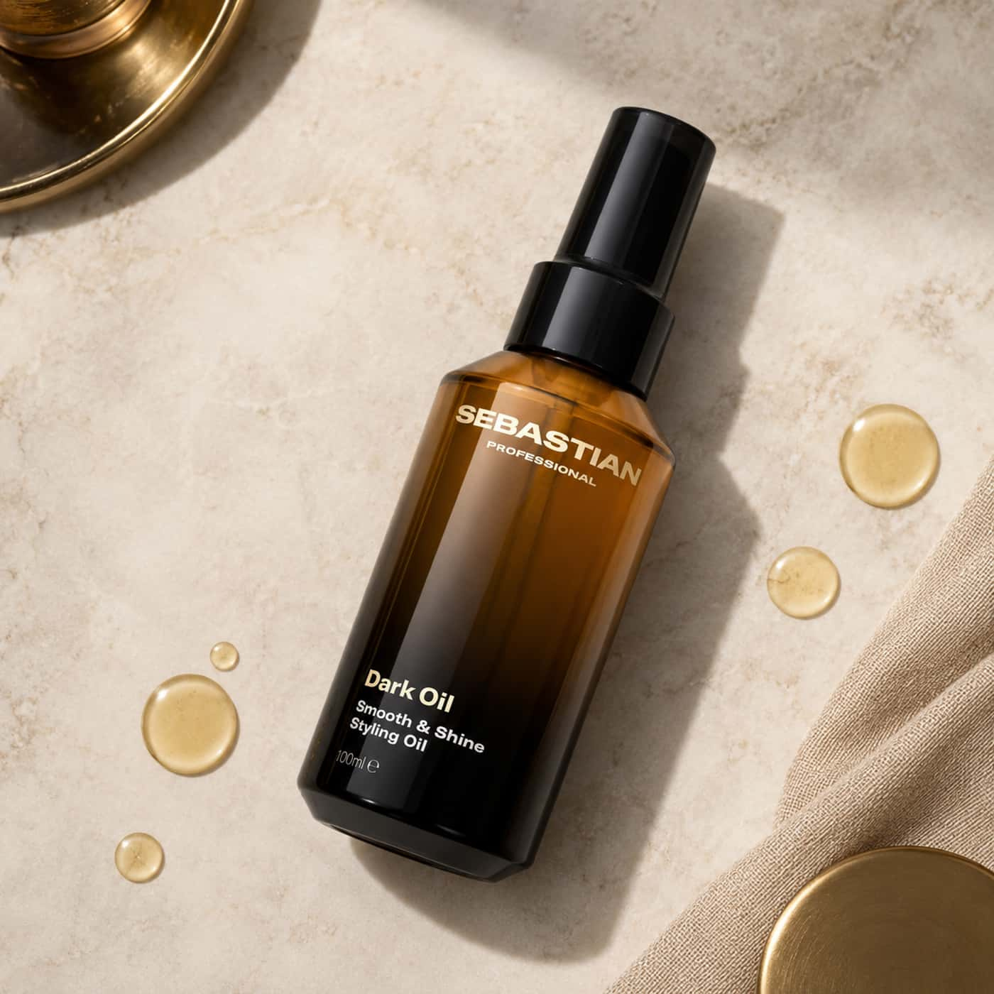 Sebastian Professional Dark Oil Smooth & Shine Styling Oil 100 ml – lätt hårolja för glans, mjukhet och frisskontroll