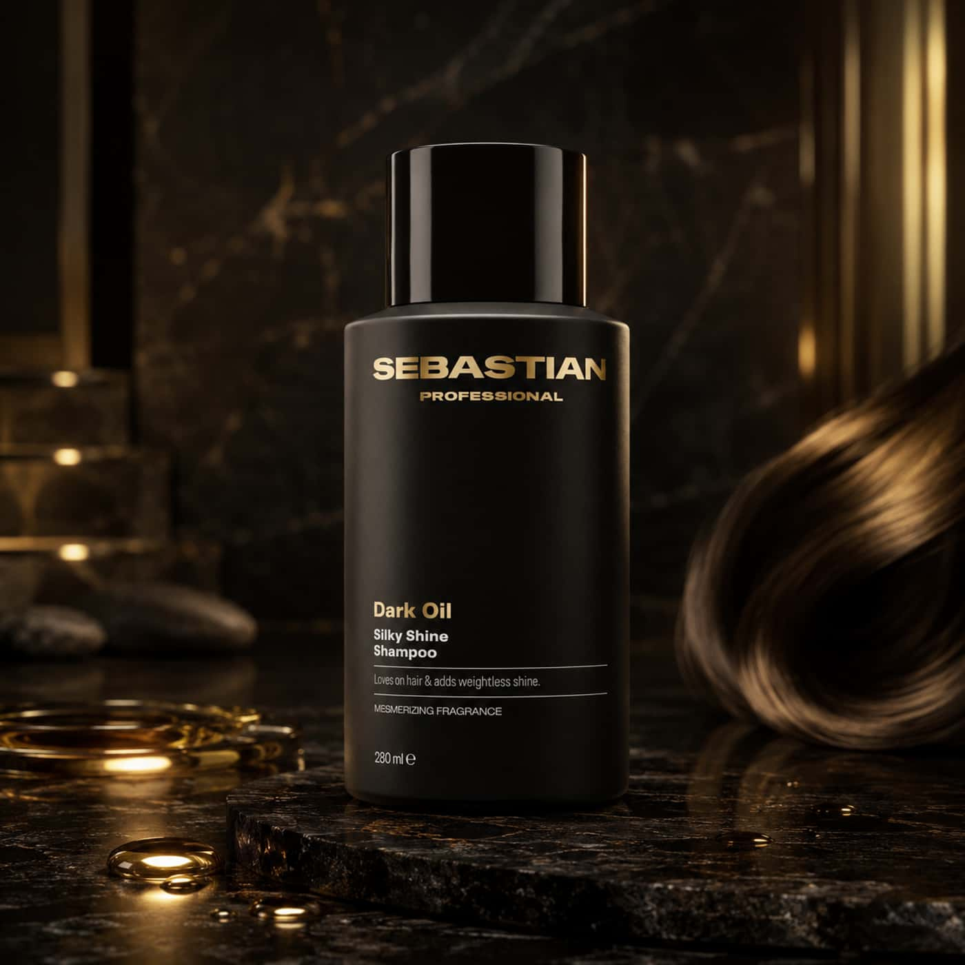 Sebastian Professional Dark Oil Silky Shine Shampoo 280 ml – lätt schampo för mjukhet och viktlös glans