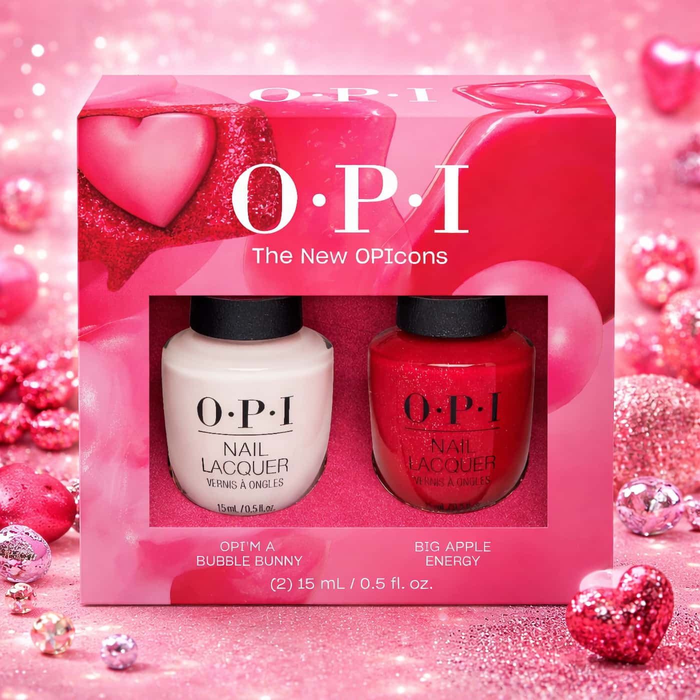 OPI Duo Nagellack Bubble Bunny & Big Apple Energy 2 x 15 ml duo nagellack med nude och röd shimmer