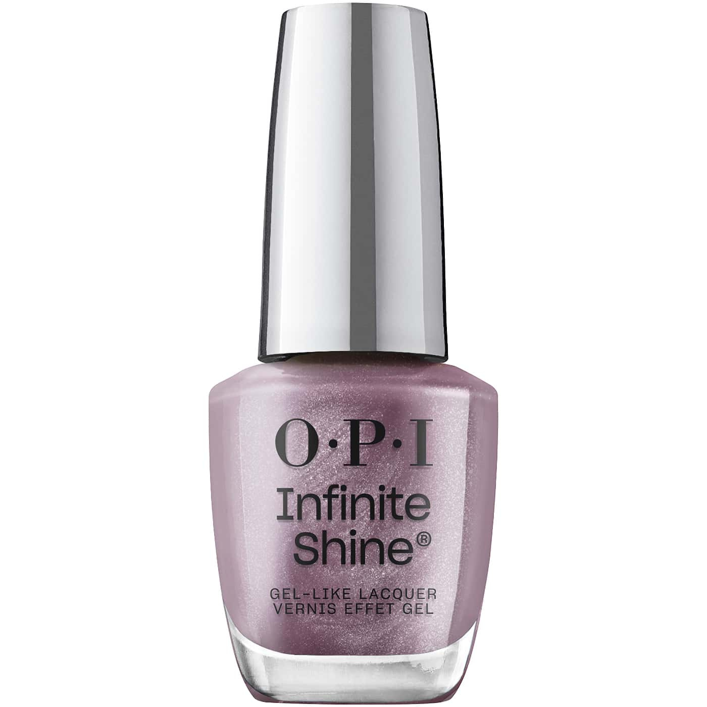 Nagellack i skimrande brunlila nyans – OPI Infinite Shine Surrealicious, för elegant och sofistikerad look.