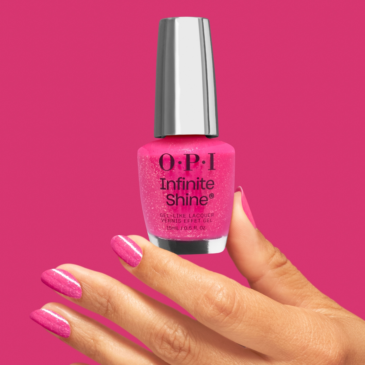 OPI IS Glossed in Your Thoughts - Rosa nagellack med glittrande skimmer för en lekfull och unik manikyr