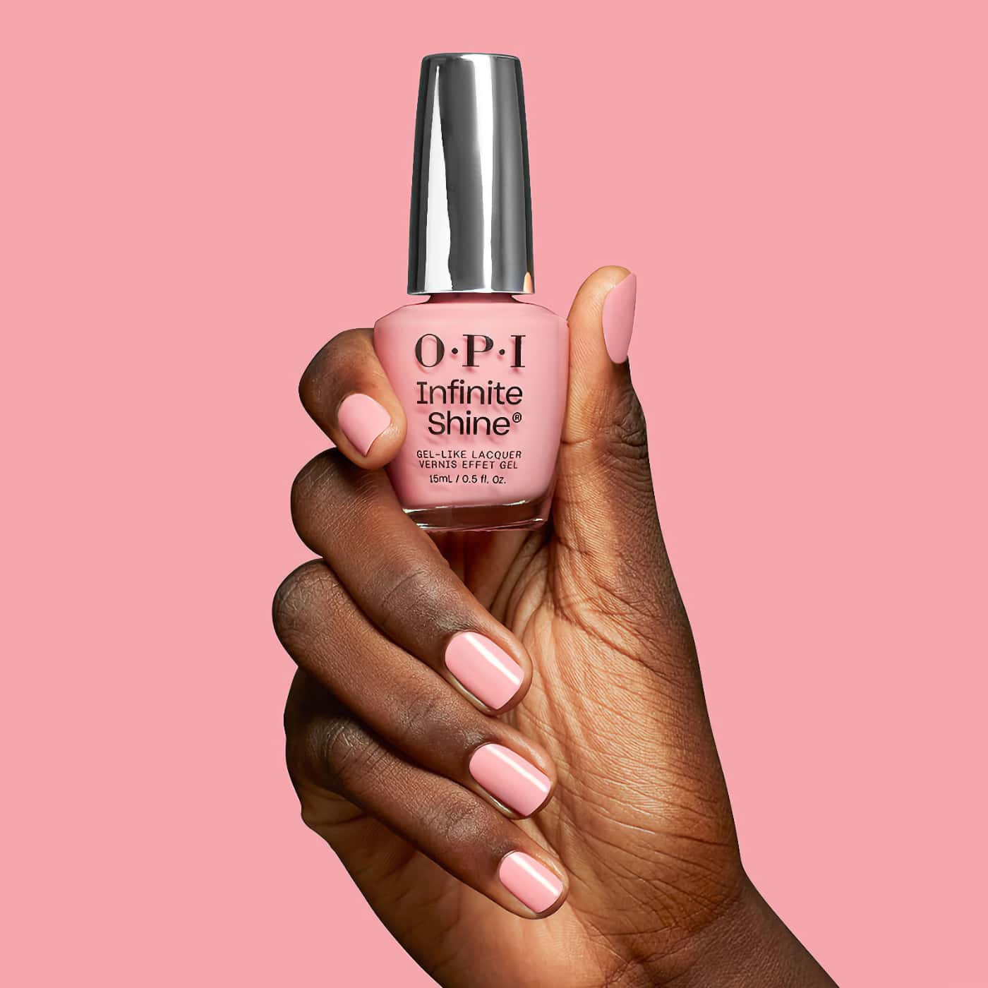 ljus rosa nagellack opi infinite shine passion-ista creme finish