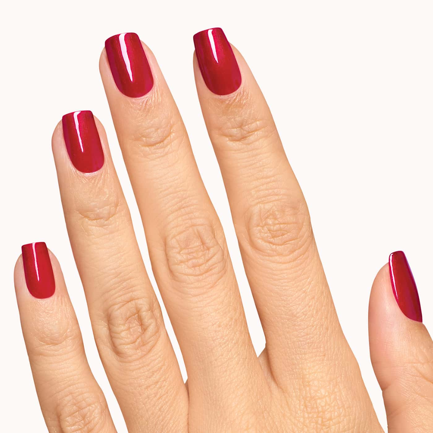 tranbärsrött opi infinite shine deer valley spice nagellack med rosa shimmer