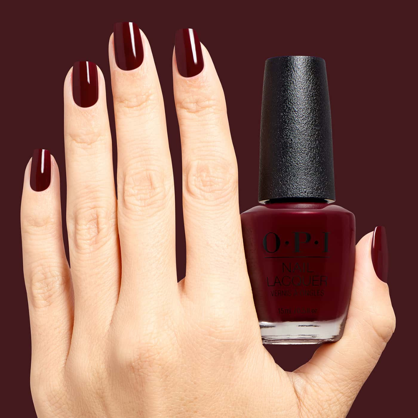 opi most requested vampire state building nagellack i mörk vinröd nyans med djup burgundyton och glansig krämfinish