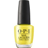 solgul sommarnyans med glittrande lyster opi trip to the brite side paintin'' on sunshine! gult nagellack med silverskimrande finish och klar sommarlyster