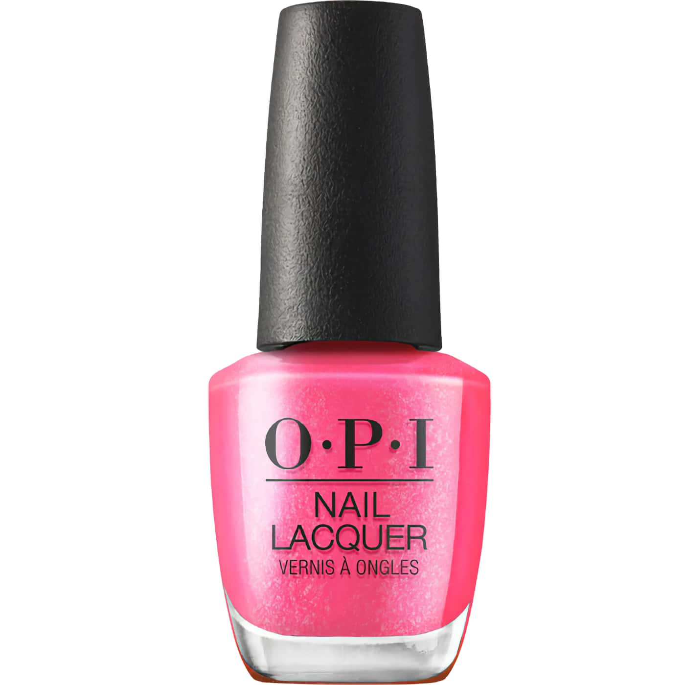 opi trip to the brite side dopa-mani neonrosa nagellack med silver shimmer och gloweffekt