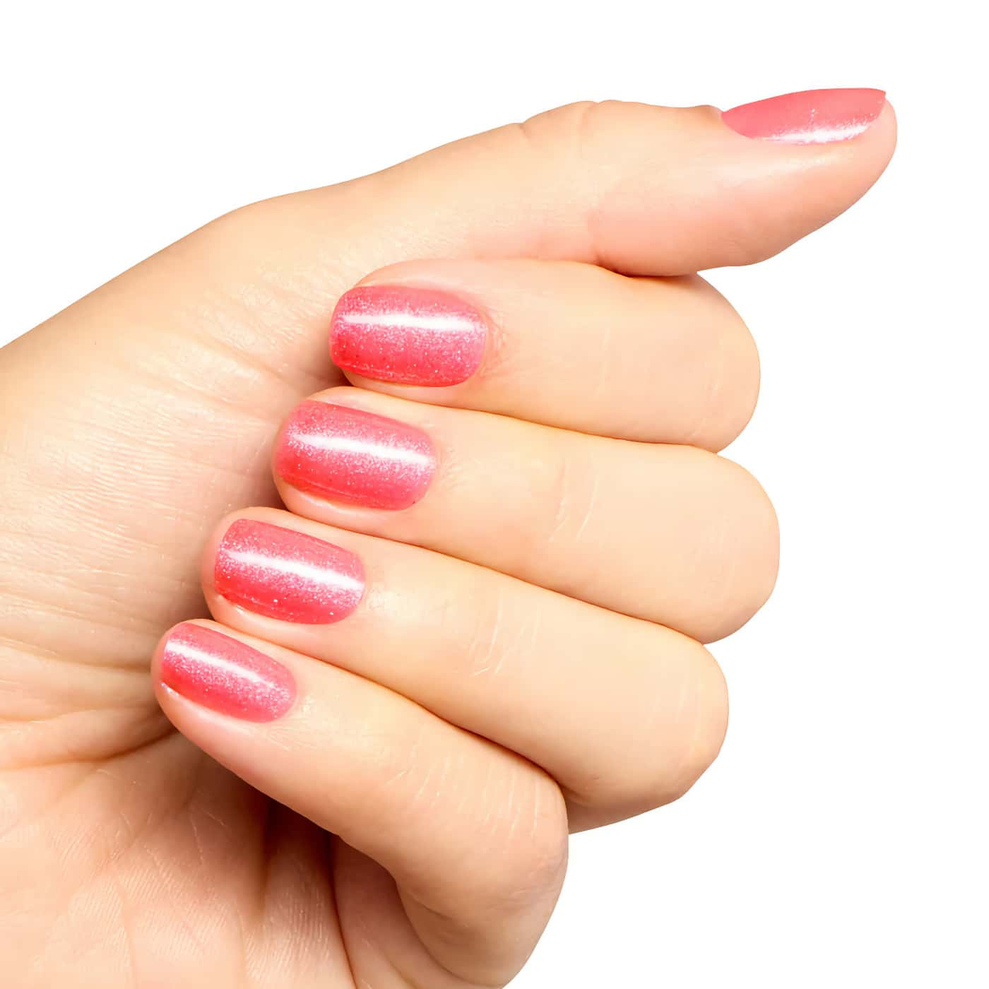 opi trip to the brite side if u like pinka coladas korallrosa nagellack med silver shimmer